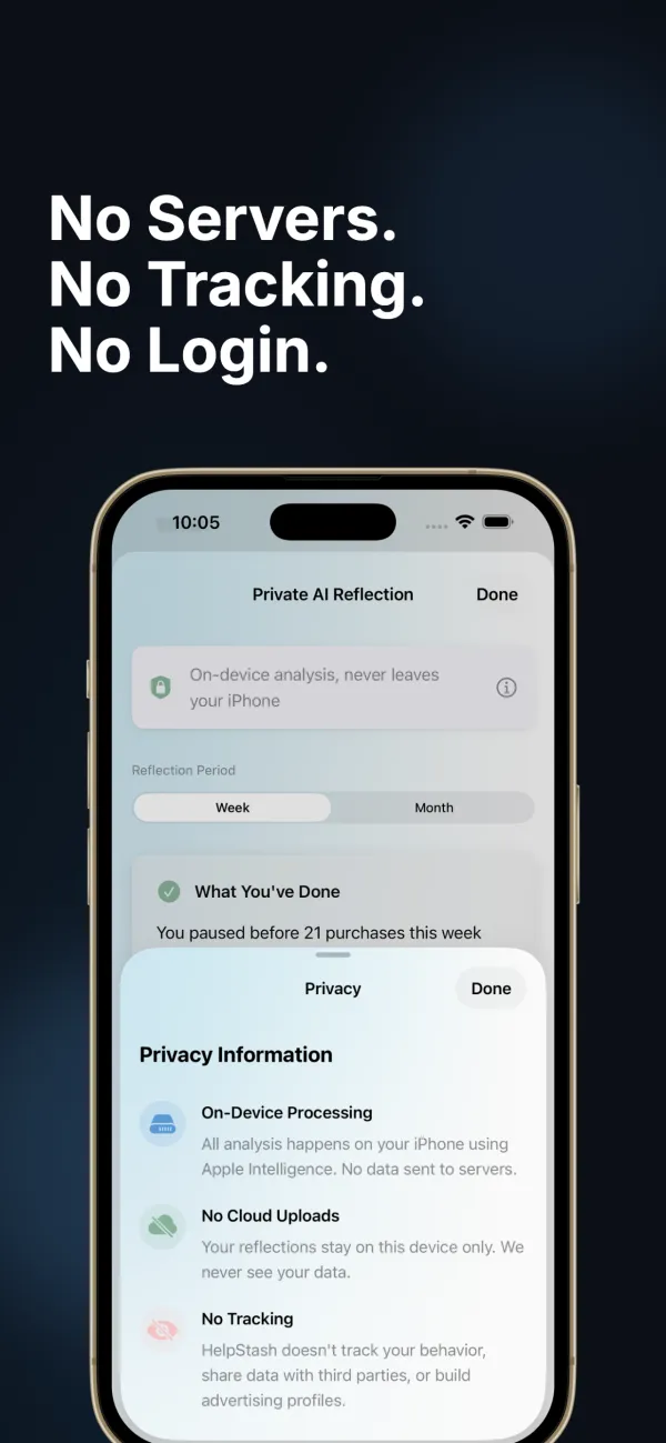 Privacy information sheet showing on-device processing